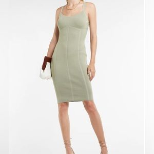 Express Brushed  Sage Green Bodycon Sleeveless Midi Sweater Dress Small.